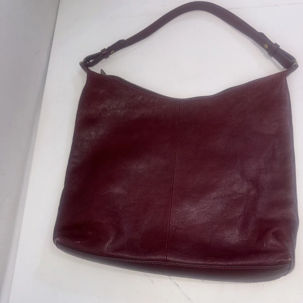 FOSSIL Cleo Large Hobo Shoulder Bag Burgundy Pebbled Leather Handbag Purse